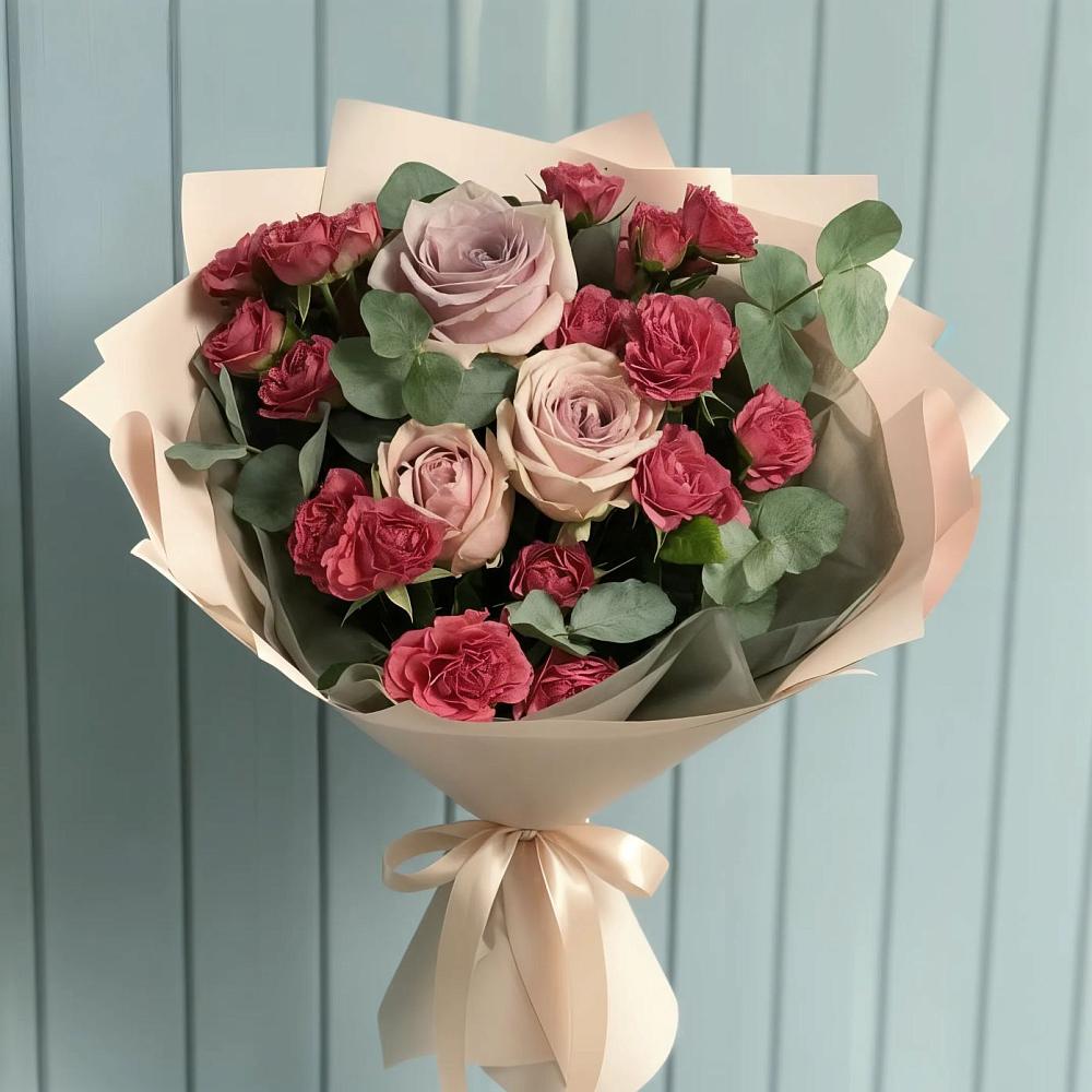 Букет цветов из: Гвоздики и Розы в Поселке Биокомбината