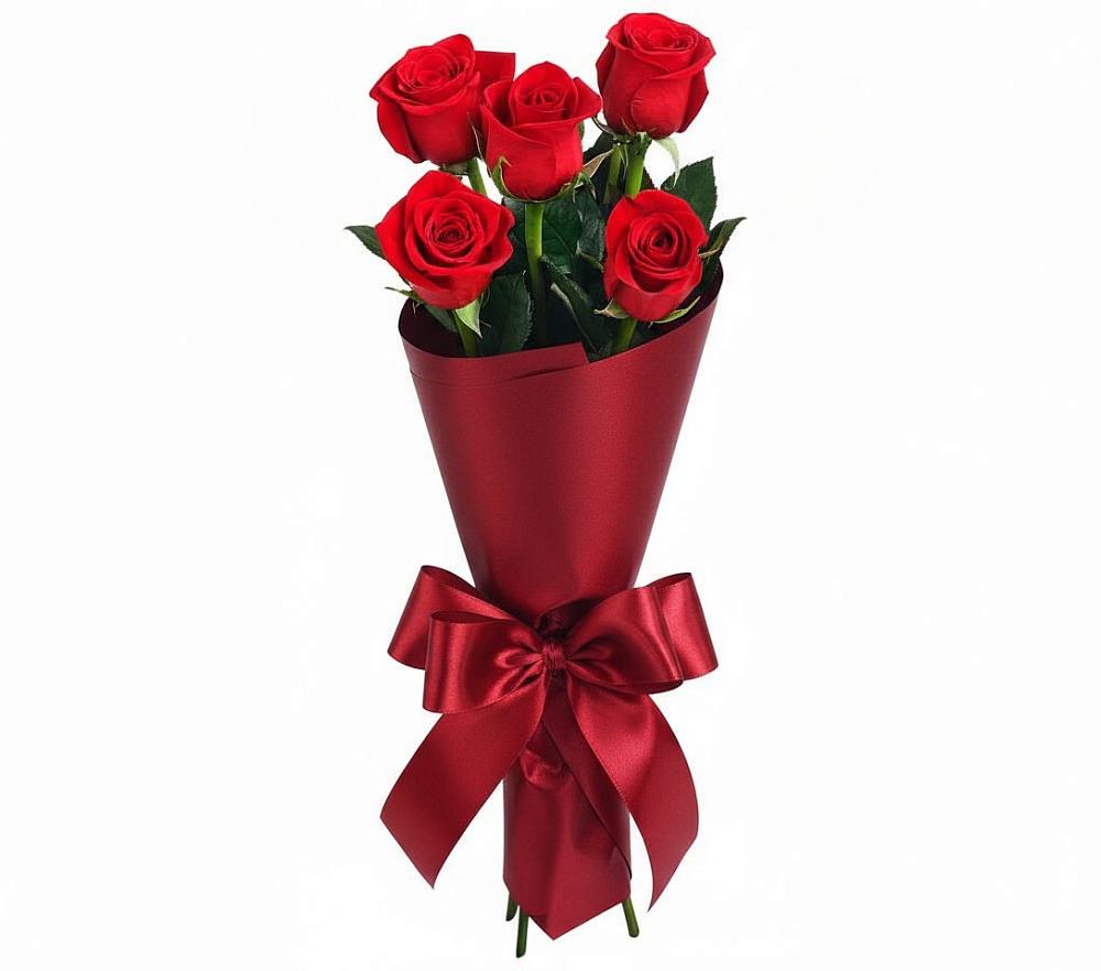Букет 5 Красных роз Эдлесс Лав в Поселке Биокомбината