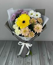 Букет цветов из:  Розы, Герберы и Хризантемы в Поселке Биокомбината