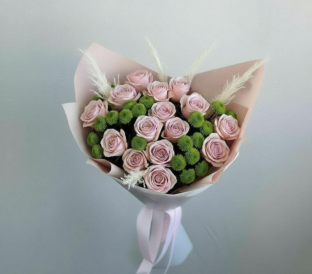 Букет цветов из: Розы и Хризантемы в Поселке Биокомбината