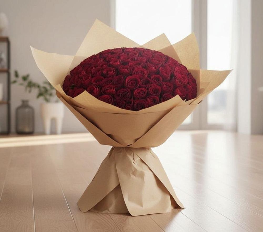 Букет 101 Красная роза в Поселке Биокомбината