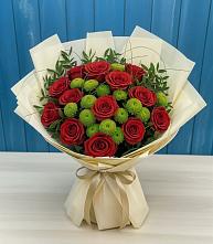 Букет цветов из:  Розы и Хризантемы в Поселке Биокомбината