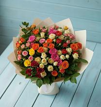 Букет Микс из разноцветных кустовых роз #REPLACE_PRED# Поселке Биокомбината